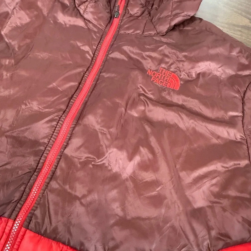 The North Face Thermoball Mens XXL Pre-Owned‎ Hooded Puffer Jacket Red Brown
